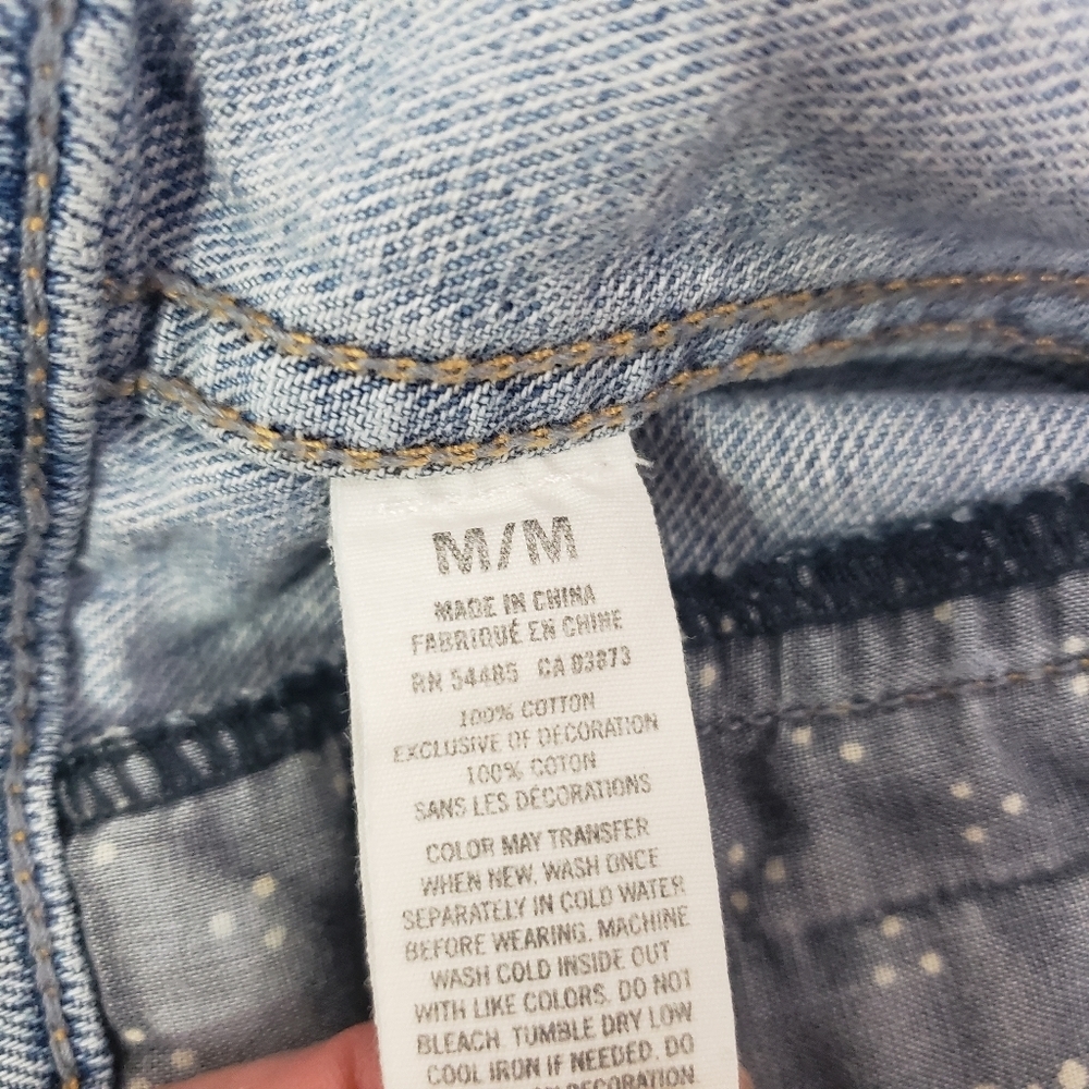 AEO crop distressed embroidered denim jacket southwestern pattern size medium - Picture 8 of 8